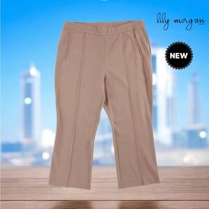 Lily Morgan, Plus Size Flared Leg Ankle Pants, 2X, Tan